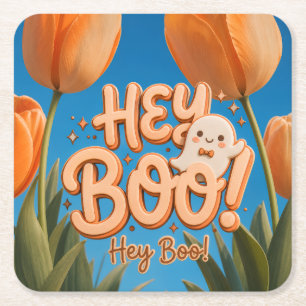 Dessous-de-verre Carré En Papier Hey Boo ! Halloween
