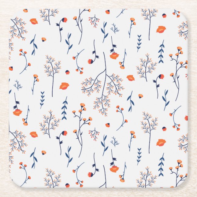 Dessous-de-verre Carré En Papier Hibiscus Aquarelle Botanique Floraison transparent (Devant)