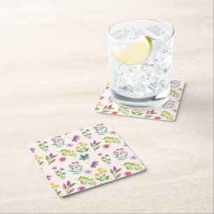 Dessous-de-verre Carré En Papier Hibiscus Aquarelle Botanique Floraison transparent