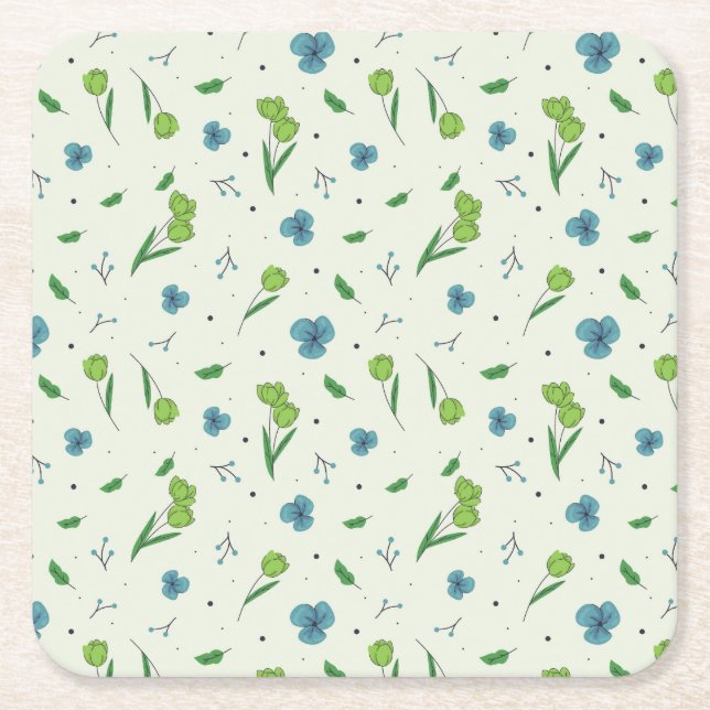 Dessous-de-verre Carré En Papier Hibiscus Aquarelle Botanique Floraison transparent (Devant)