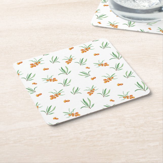 Dessous-de-verre Carré En Papier Hibiscus Aquarelle Botanique Floraison transparent (Incliné)