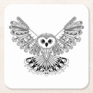 Dessous-de-verre Carré En Papier Hibou noir de style