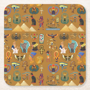 Dessous-de-verre Carré En Papier Hiéroglyphe Égyptien Ancien - Motif Hiéroglyphique