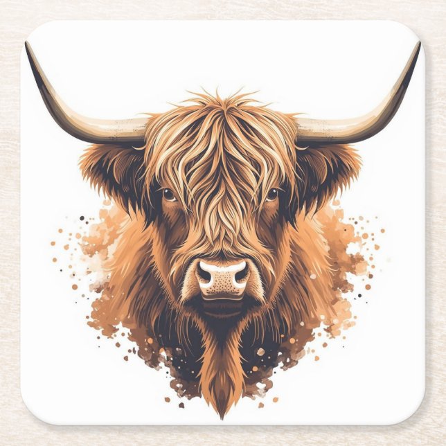 Dessous-de-verre Carré En Papier Highland Coo Coaster (Devant)