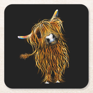 Dessous-de-verre Carré En Papier HiGHLaND CoW PRiNT Dessous de verre ' CoooWeee '