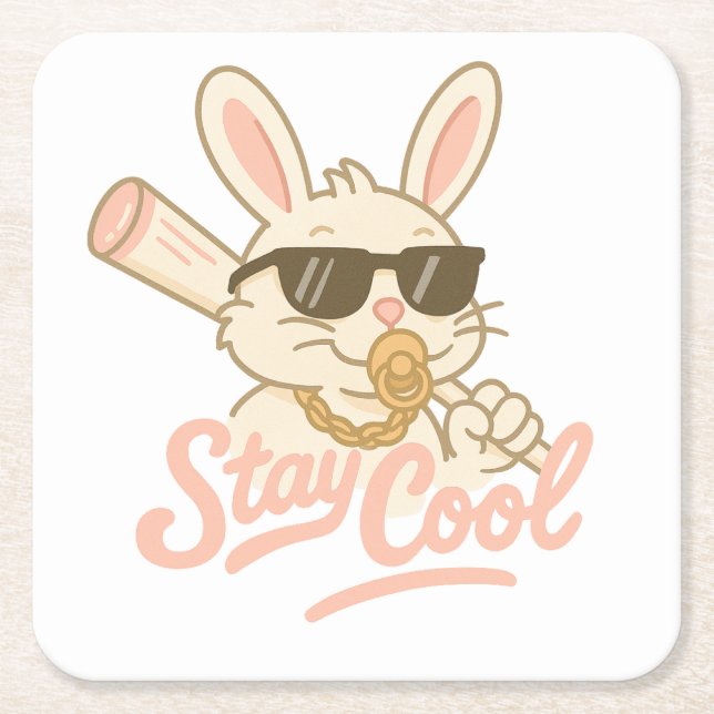 Dessous-de-verre Carré En Papier  Hip Hop Hare (Devant)