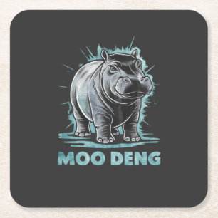 Dessous-de-verre Carré En Papier Hippo Radiant Moo Deng