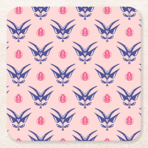 Dessous-de-verre Carré En Papier Hirondelle bleue et cœur rose