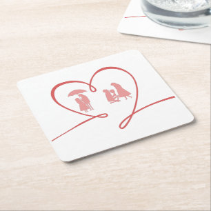 Dessous-de-verre Carré En Papier Histoire d'amour Papier Serviette