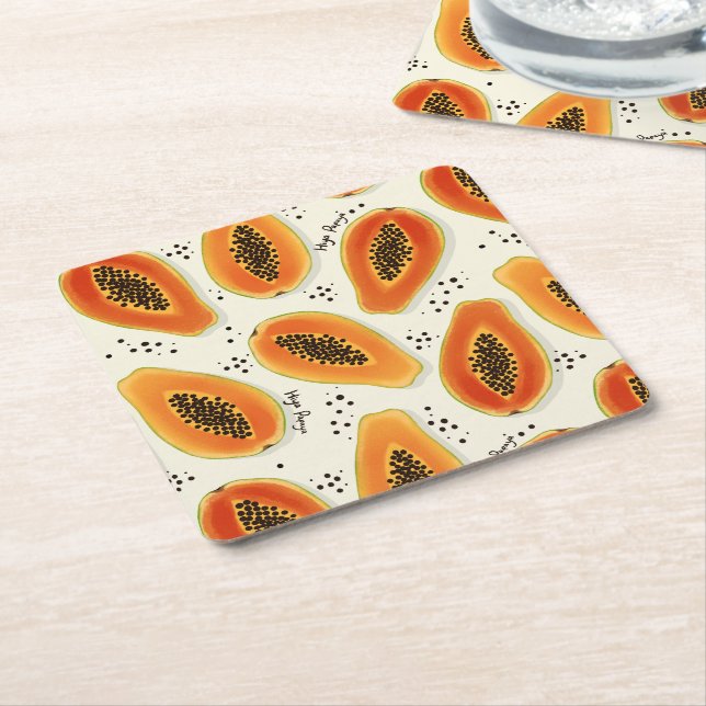 Dessous-de-verre Carré En Papier Hiya Papaya Motif (Incliné)