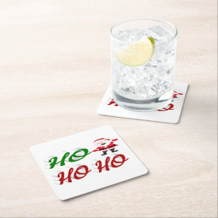 Dessous-de-verre Carré En Papier Ho Ho Ho Santa Claus Noël rouge vert script