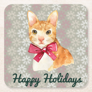 Dessous-de-verre Carré En Papier Holiday Orange Tabby