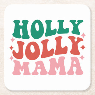 Dessous-de-verre Carré En Papier Holly Jolly Mama - Fun Holiday Design