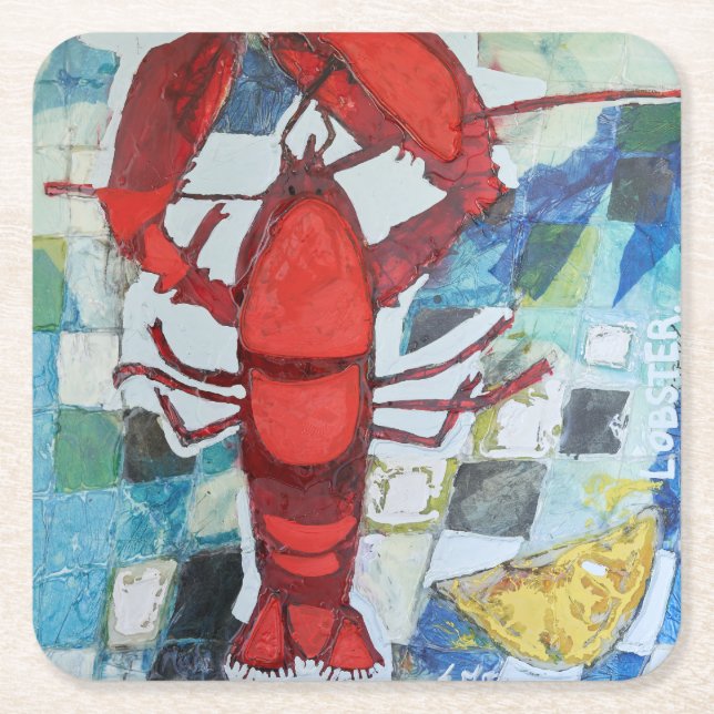 Dessous-de-verre Carré En Papier Homard du Maine (Devant)
