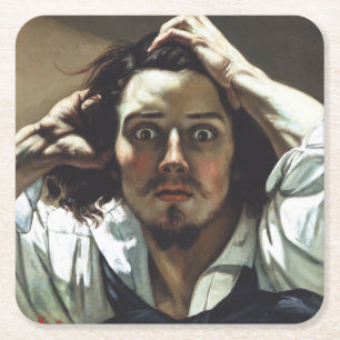 Dessous-de-verre Carré En Papier Homme désespéré par Gustave Courbet