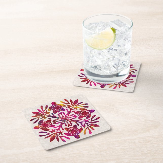 Dessous-de-verre Carré En Papier Honu (tortue de mer) (En situation)