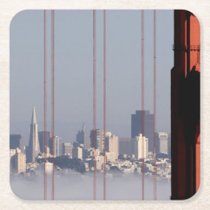 Dessous-de-verre Carré En Papier Horizon de San Francisco de pont de Golden Gate
