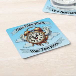 Dessous-de-verre Carré En Papier Horloge de vol personnalisable "Heures de vol quan