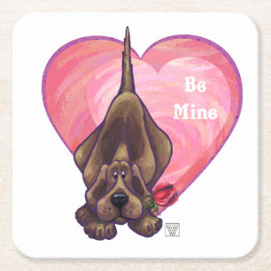 Dessous-de-verre Carré En Papier Hound Dog Valentine's Day