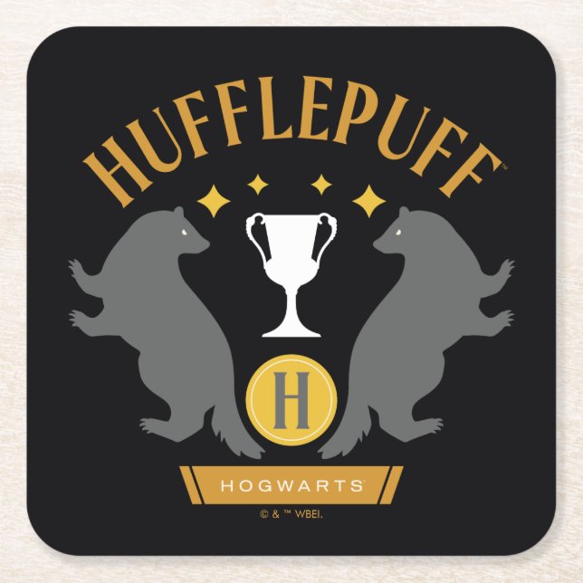 Dessous-de-verre Carré En Papier HUFFLEPUFF™ Badger and Cup House Pride Graphisme (Devant)