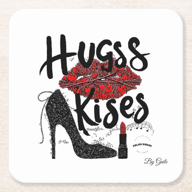 Dessous-de-verre Carré En Papier Hugs & Kisses Paper Coaster (6) By Gaile (Devant)