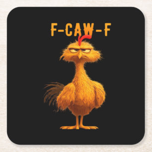 Dessous-de-verre Carré En Papier Humour drôle de corbeau gothique F-Caw-F