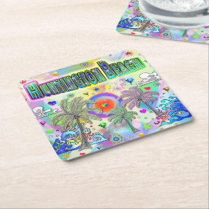 Dessous-de-verre Carré En Papier Huntington Beach Deep Dream Coaster