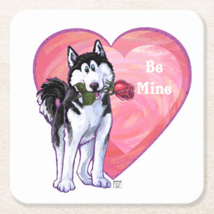 Dessous-de-verre Carré En Papier Husky Valentine's Day