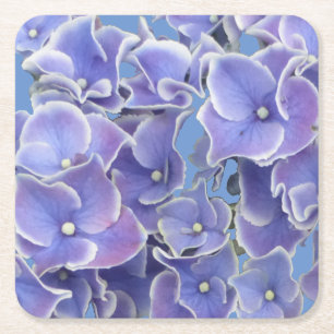 Dessous-de-verre Carré En Papier Hydrangée bleue avec Dessous de verre de papier fr