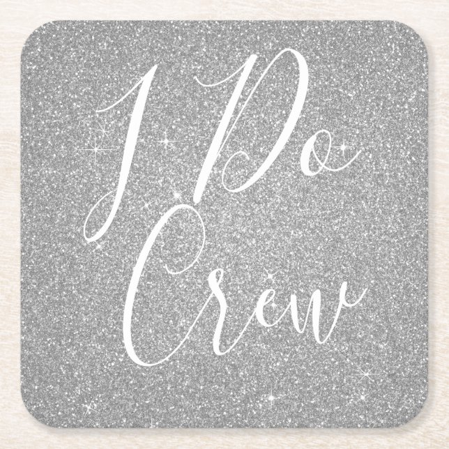 Dessous-de-verre Carré En Papier I Do Crew Silver Parties scintillant Bachelorette  (Devant)