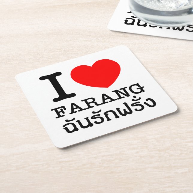 Dessous-de-verre Carré En Papier I Heart (Amour) Farang (Incliné)