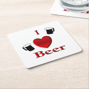Dessous-de-verre Carré En Papier I Heart Beer Design