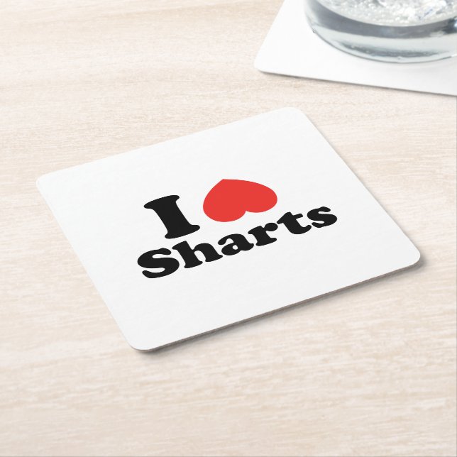 Dessous-de-verre Carré En Papier I Heart Sharts (Incliné)
