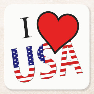 Dessous-de-verre Carré En Papier I Heart USA overlay dessous de verre cn