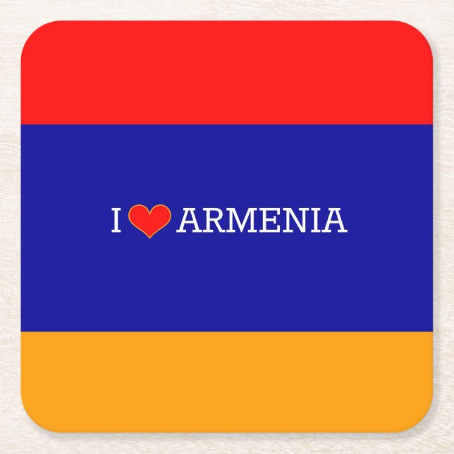 Dessous-de-verre Carré En Papier I Love Armenia, flag of Armenia (Devant)