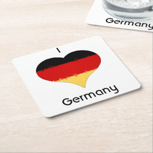 Dessous-de-verre Carré En Papier I Love Germany Grunge Heart Flag Design
