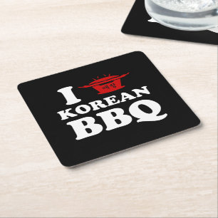 Dessous-de-verre Carré En Papier I Love Korean BBQ (고 기 구 이)