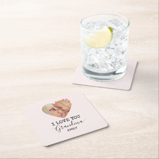 Dessous-de-verre Carré En Papier I Love You Grandma | Personalized Paper Coaster