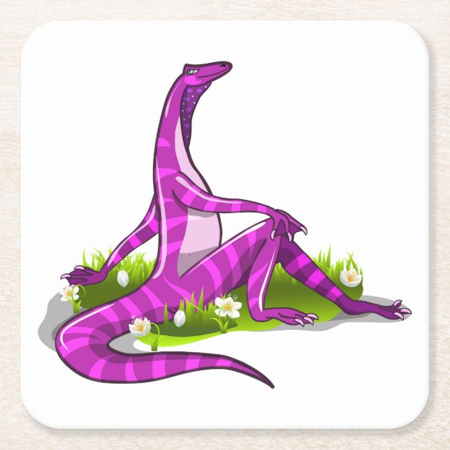 Dessous-de-verre Carré En Papier Iguanodon Montre Sa Beauté Naturelle. (Devant)