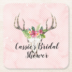 Dessous-de-verre Carré En Papier Île Boho Fête de Mariage de Crâne  