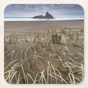 Dessous-de-verre Carré En Papier Île de la plage   Panatahi de Karekare, côte oue
