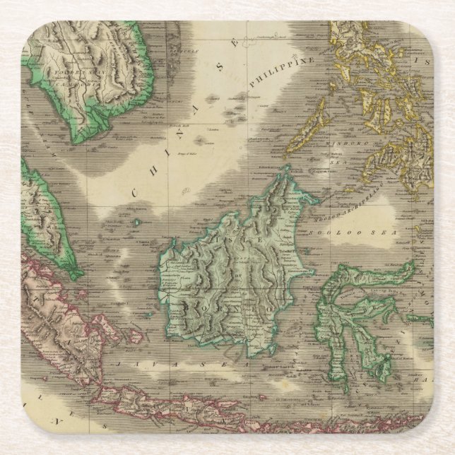 Dessous-de-verre Carré En Papier Îles d'E Inde (Devant)