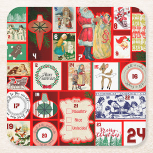 Dessous-de-verre Carré En Papier Illustration Carrée de l'Avent de Bloc de Noël