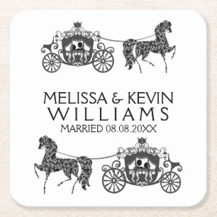 Dessous-de-verre Carré En Papier Illustration de chevaux et de transport mariages