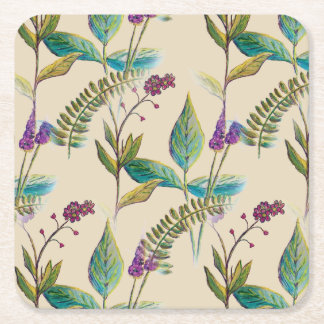 Dessous-de-verre Carré En Papier Illustration de fleur sauvage sur des dessous de