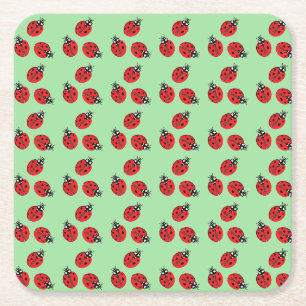 Dessous-de-verre Carré En Papier Illustration de la poule rouge vert clair