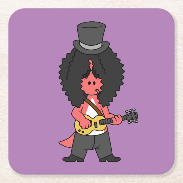 Dessous-de-verre Carré En Papier Illustration D'Un Allosaurus Habillé En Étoile Roc (Devant)