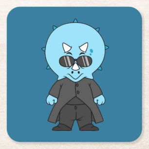 Dessous-de-verre Carré En Papier Illustration D'Une Matrice Tricératops.