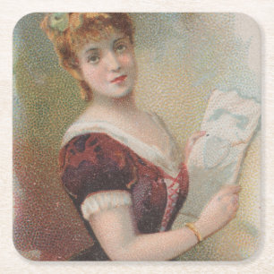 Dessous-de-verre Carré En Papier Illustration élégante antique de la Saint-Valentin