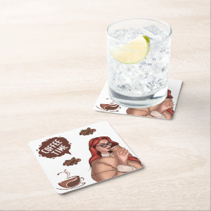 Dessous-de-verre Carré En Papier Illustration rustique du café Cappuccino Brown